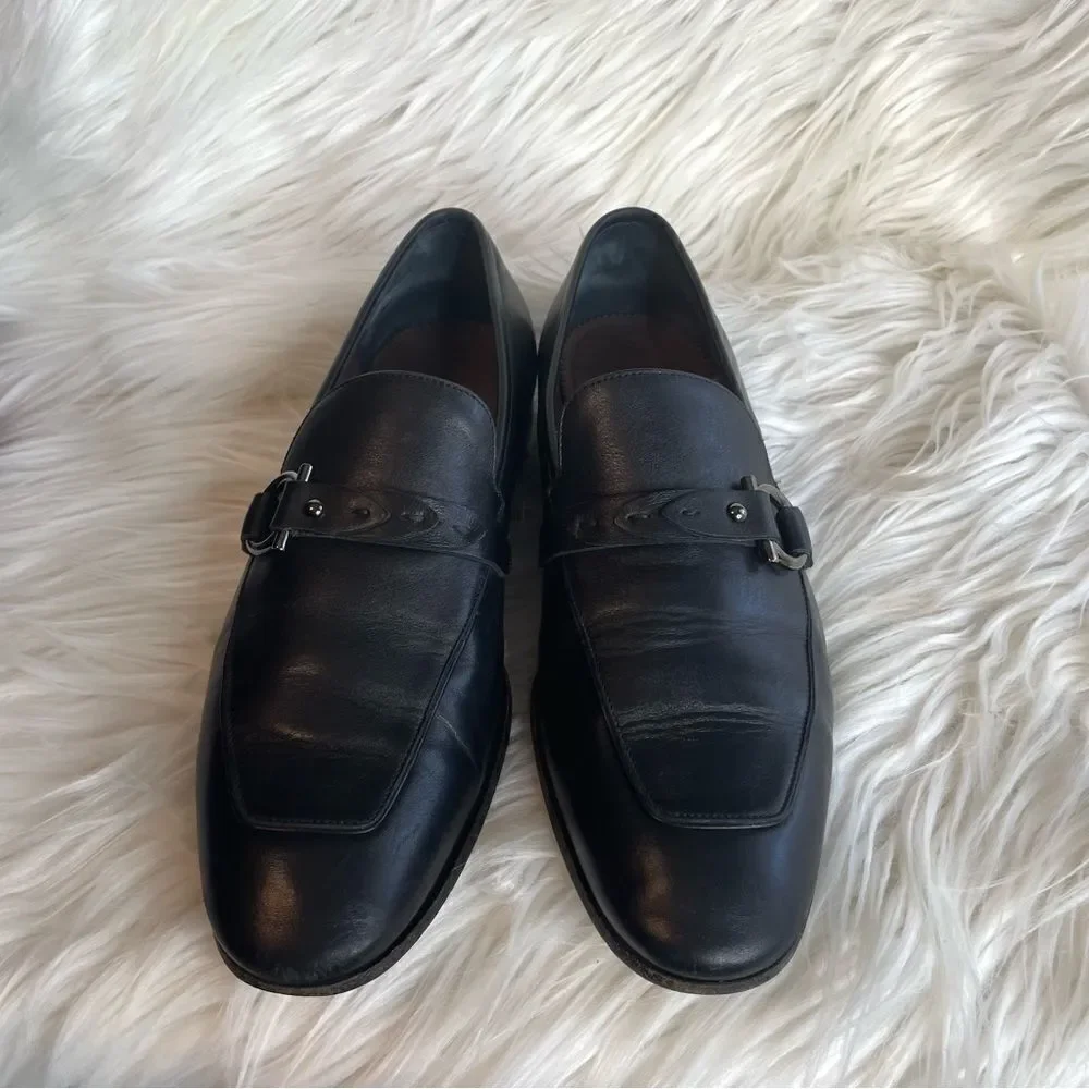 Salvatore Ferragamo Mens Horsebit Loafers Size 7.5 EE Black Leather‎